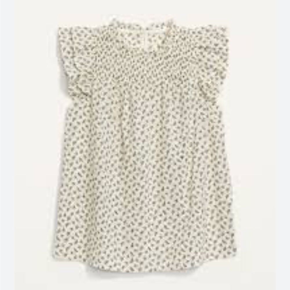 NWT Old Navy Women’s Flutter Sleeve Metallic Gold Floral Smocked Blouse S Shirt